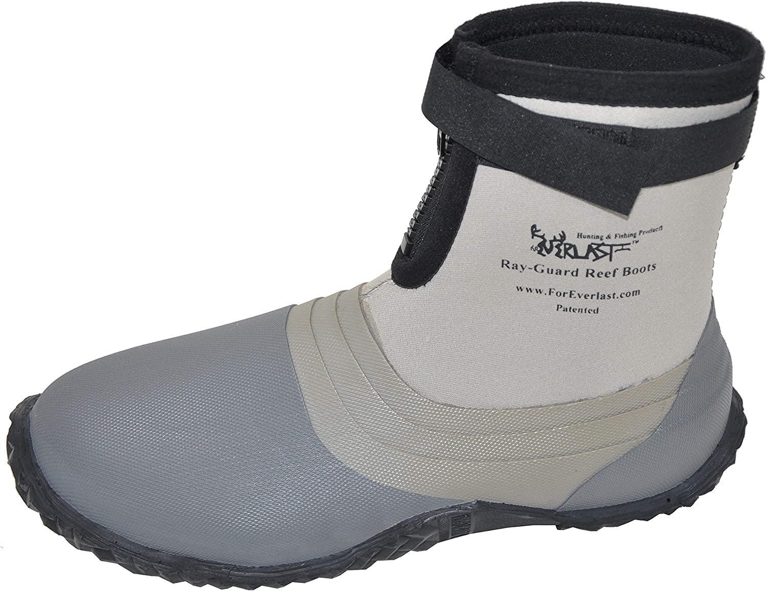 Foreverlast Ray-Guard Reef Wading & Fishing Boots Generation II for Men and  Women, Grey, Size 3, Hard Soled Vulcanized Rubber Bottom, Neoprene,  Lightweight
